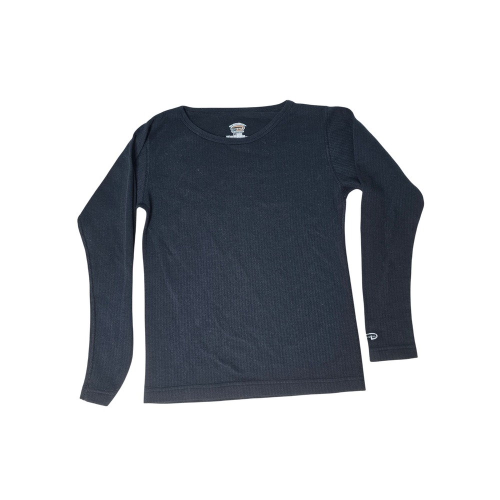 Duofold by Champion Mens Small Black Thermal Long Sleeve Base Layer Top Ribbed
